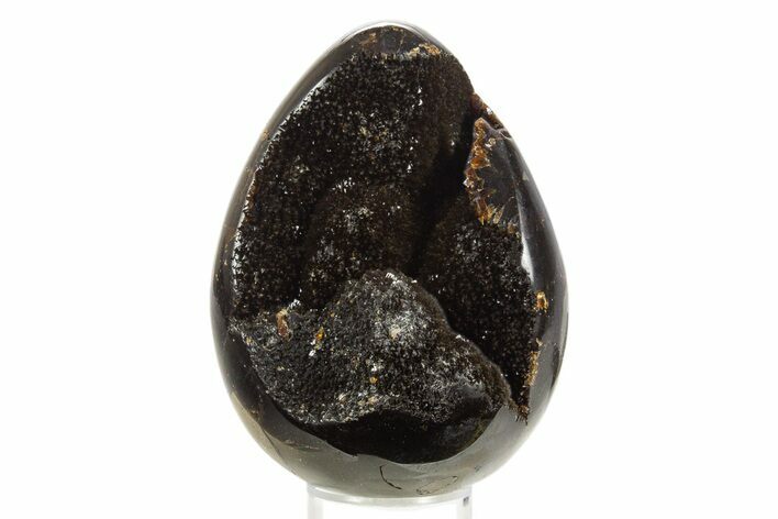 Septarian Dragon Egg Geode - Sparkly Black Crystals #336453